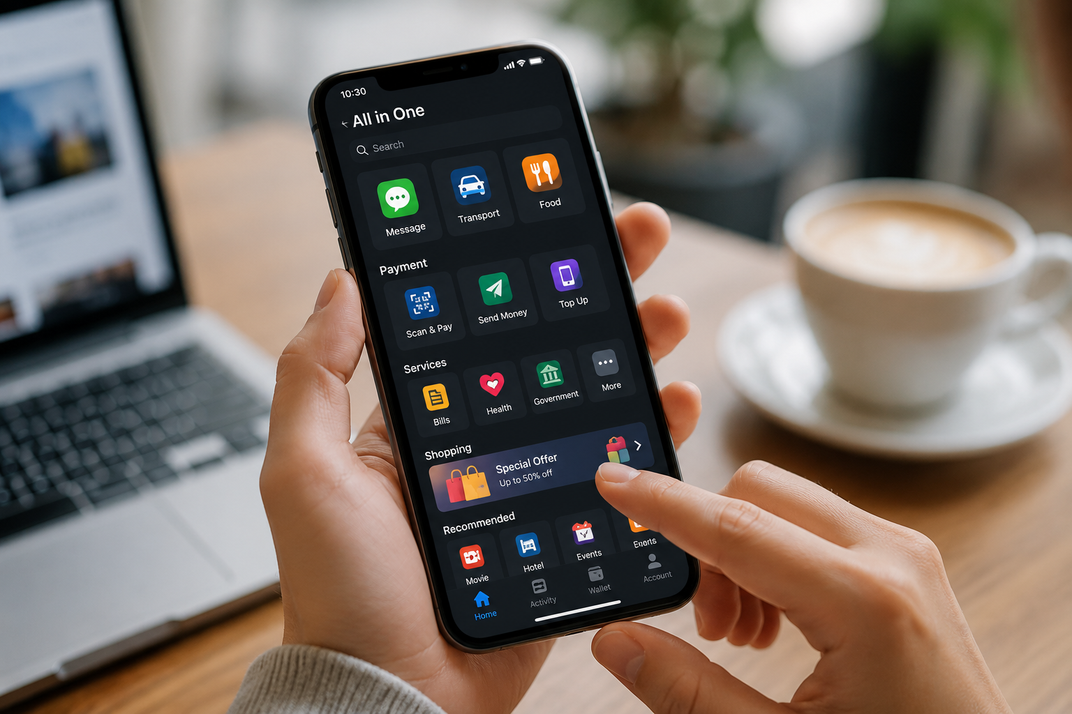 Super-app trend illustration showing multiple apps merging into one